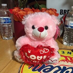 Pink Stuffed Bear with Heart